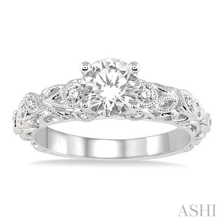 Round Shape Semi-Mount Diamond Engagement Ring