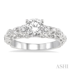 Round Shape Semi-Mount Diamond Engagement Ring