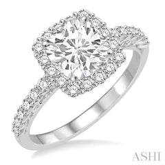 Cushion Shape Semi-Mount Halo Diamond Engagement Ring