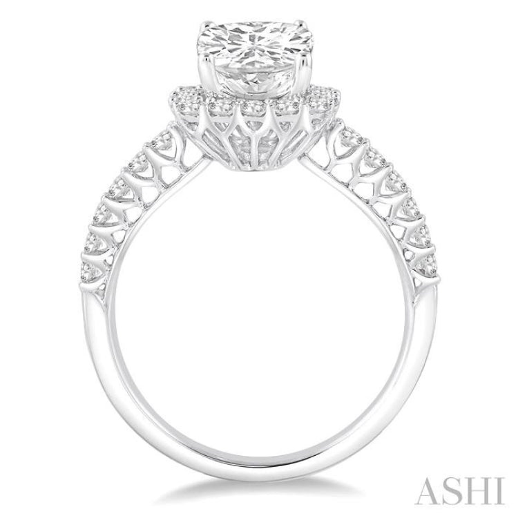 Cushion Shape Semi-Mount Halo Diamond Engagement Ring