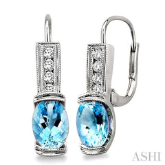 Oval Shape Gemstone & Diamond Earrings