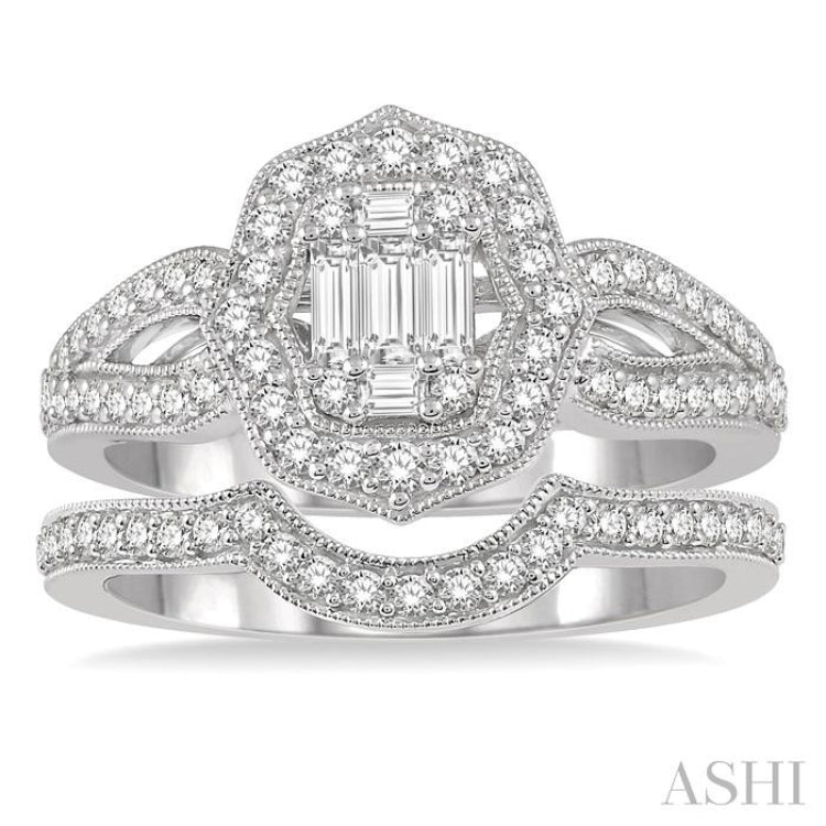 Halo Fusion Diamond Wedding Set