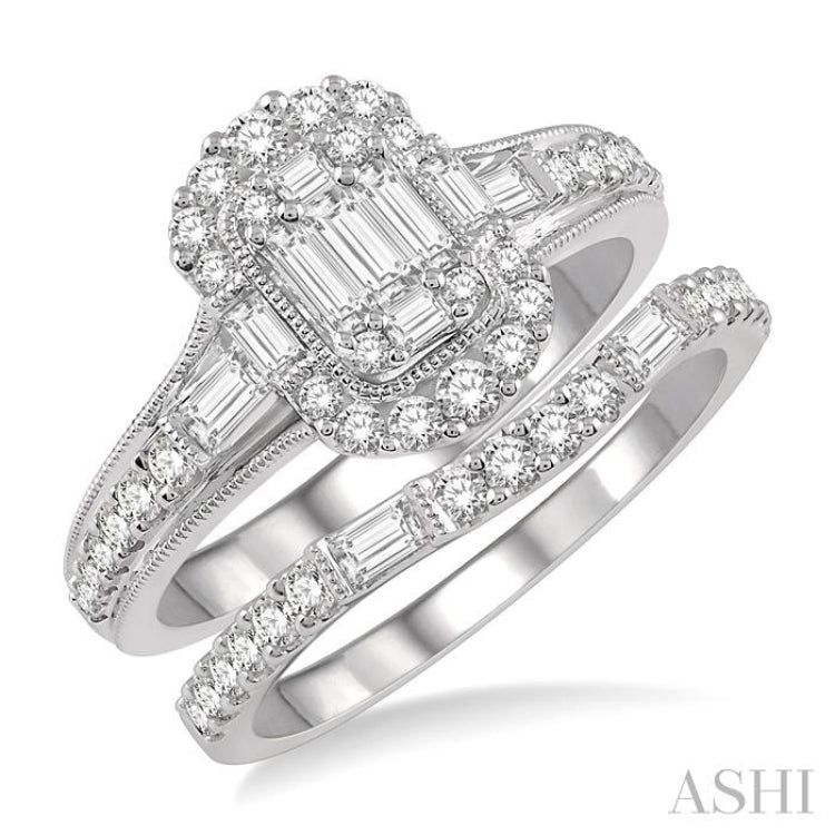 Halo Fusion Diamond Wedding Set