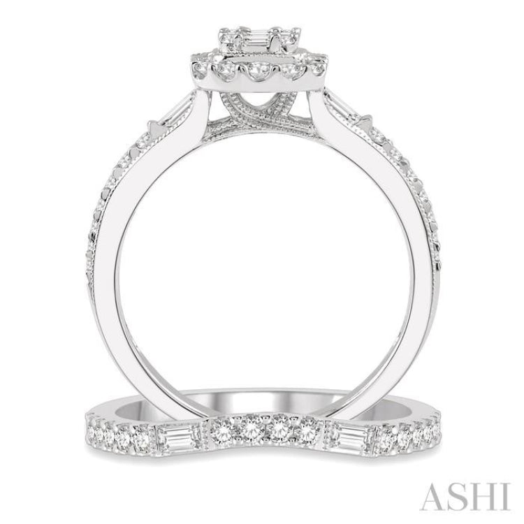 Halo Fusion Diamond Wedding Set