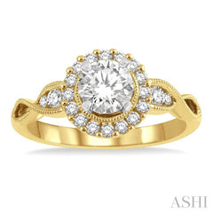 Round Shape Semi-Mount Halo Diamond Engagement Ring