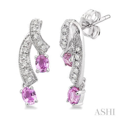 Oval Shape Gemstone & Diamond Fashion Earrings