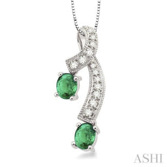 Oval Shape Gemstone & Diamond Fashion Pendant