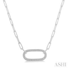 Silver Paper Clip Diamond Fashion Pendant