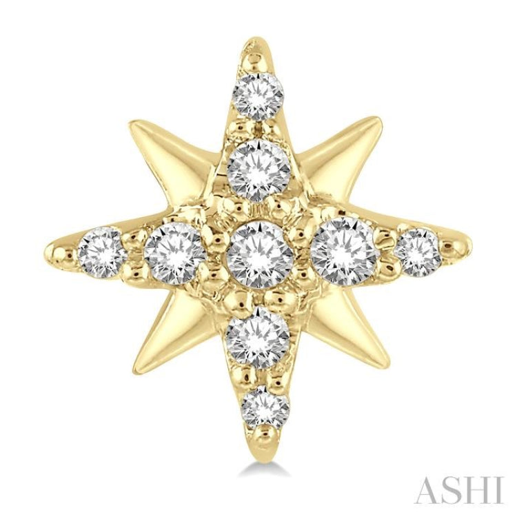 1/10 Ctw Star Round Cut Diamond Petite Earrings in 10K Yellow Gold