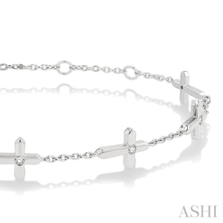 Cross Petite Diamond Station Chain Bracelet