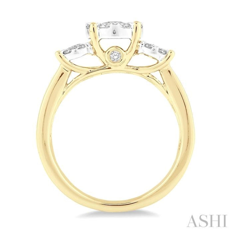 Round Shape Past Present & Future Lovebright Essential Diamond Ring