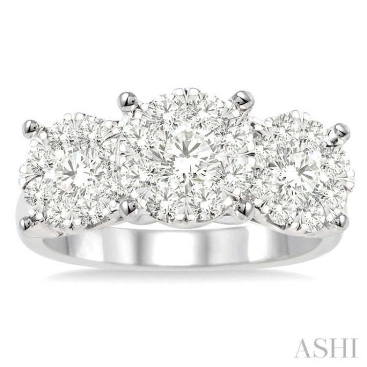 Round Shape Past Present & Future Lovebright Essential Diamond Engagement Ring