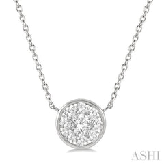 1/3 Ctw Round Shape Lovebright Diamond Pendant With Chain in 14K White Gold