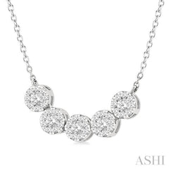 Round Shape 5 Stone Lovebright Essential Diamond Smile Necklace