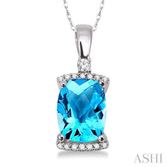 Cushion Shape Gemstone & Diamond Pendant