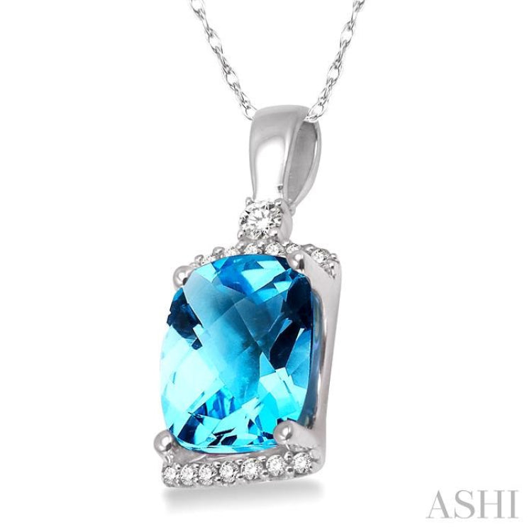 Cushion Shape Gemstone & Diamond Pendant