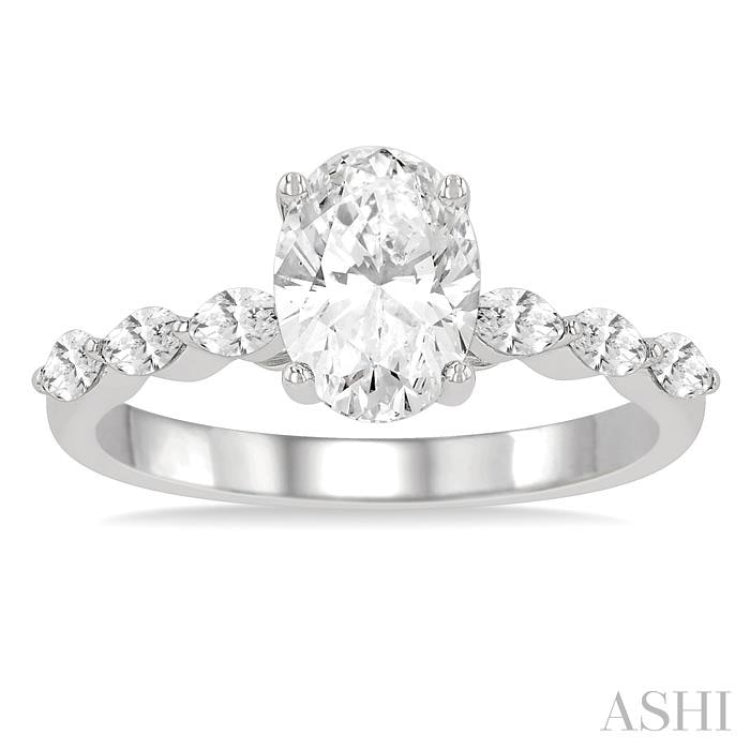 Oval Shape Semi-Mount Diamond Engagement Ring