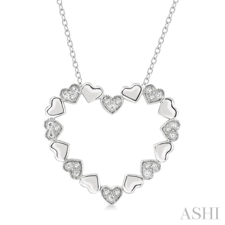 Silver Heart Shape Diamond Pendant