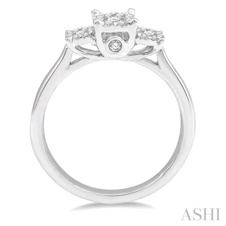 Round Shape Past Present & Future Lovebright Essential Diamond Engagement Ring