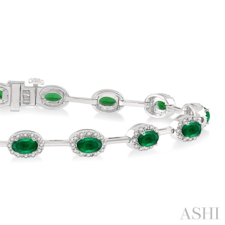 Oval Shape Gemstone & Halo Diamond Bracelet