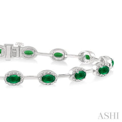 Oval Shape Gemstone & Halo Diamond Bracelet