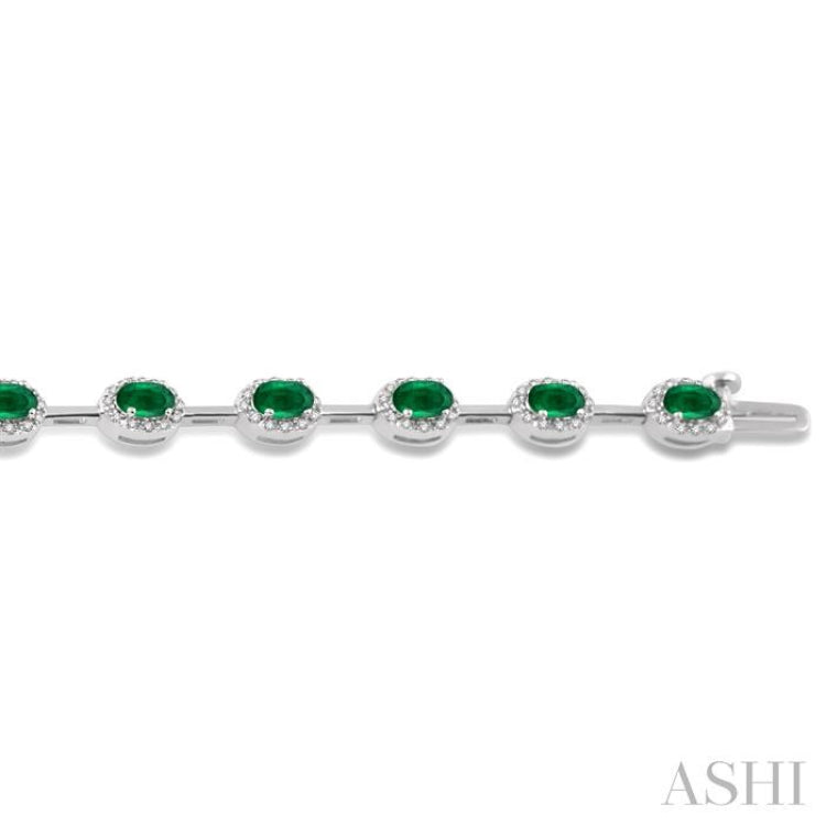 Oval Shape Gemstone & Halo Diamond Bracelet