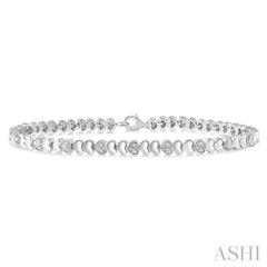 Silver Heart Shape Diamond Bracelet