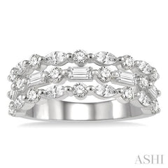 Three Row Baguette Diamond Fashion Band