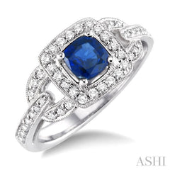 Cushion Shape Gemstone & Halo Diamond Ring