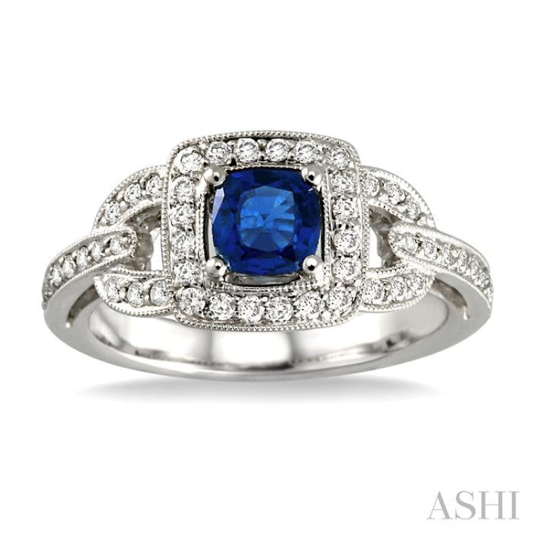 Cushion Shape Gemstone & Halo Diamond Ring