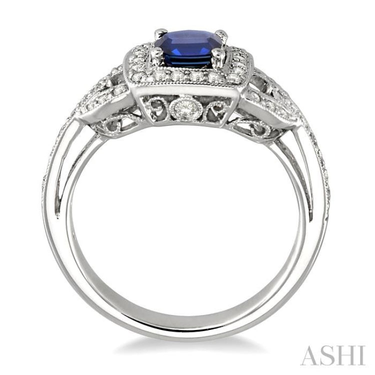 Cushion Shape Gemstone & Halo Diamond Ring