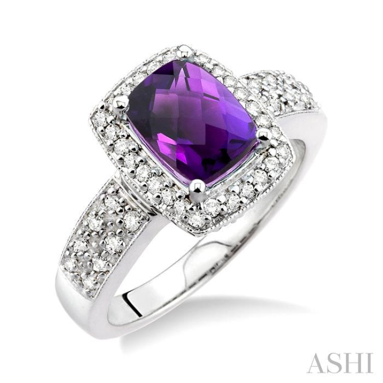 Cushion Shape Gemstone & Halo Diamond Ring