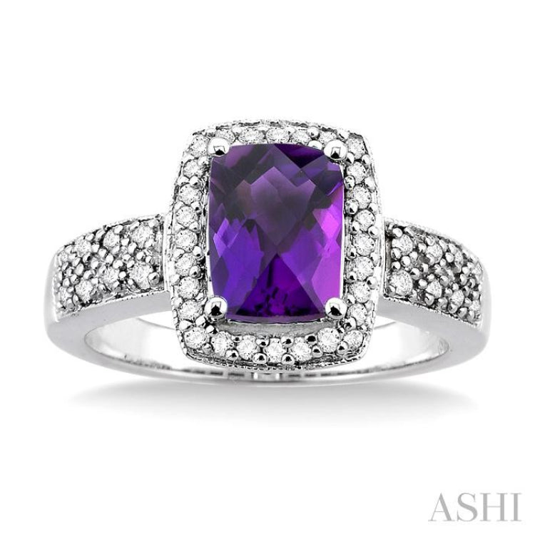 Cushion Shape Gemstone & Halo Diamond Ring