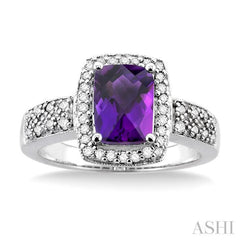 Cushion Shape Gemstone & Halo Diamond Ring