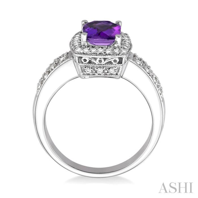 Cushion Shape Gemstone & Halo Diamond Ring