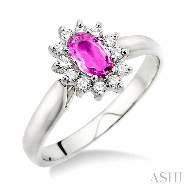 Oval Shape Gemstone & Halo Diamond Ring