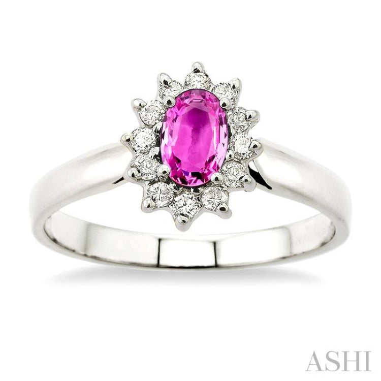 Oval Shape Gemstone & Halo Diamond Ring