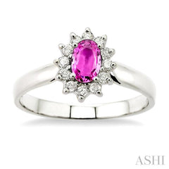 Oval Shape Gemstone & Halo Diamond Ring