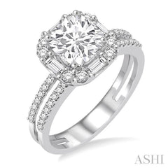 Cushion Shape Semi-Mount Halo Diamond Engagement Ring