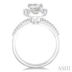 Cushion Shape Semi-Mount Halo Diamond Engagement Ring