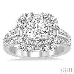 Cushion Shape Semi-Mount Halo Diamond Engagement Ring