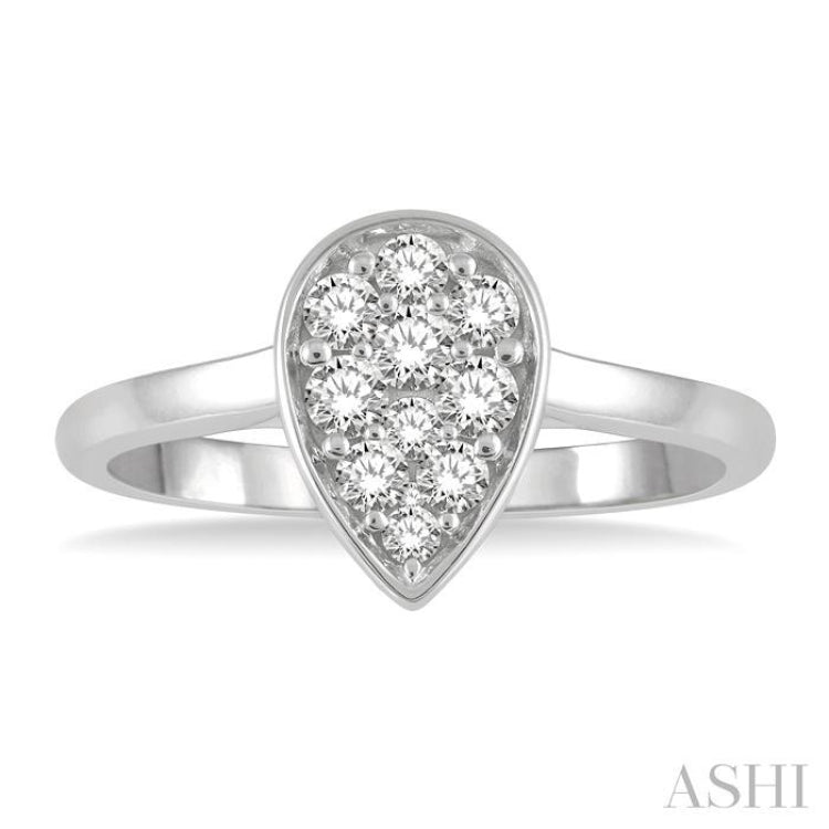 Pear Shape Bezel Set Diamond Ring