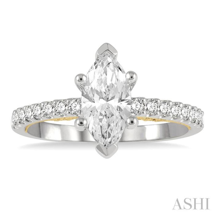 Marquise Shape Semi-Mount Diamond Engagement Ring