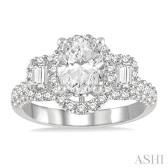 Oval Shape Semi-Mount Halo Diamond Engagement Ring