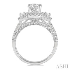 Oval Shape Semi-Mount Halo Diamond Engagement Ring