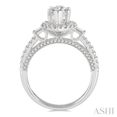 Marquise Shape Semi-Mount Halo Diamond Engagement Ring