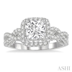 Cushion Shape Semi-Mount Halo Diamond Engagement Ring