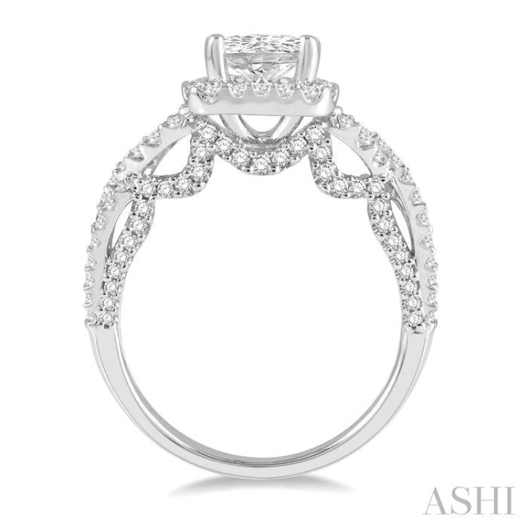 Cushion Shape Semi-Mount Halo Diamond Engagement Ring