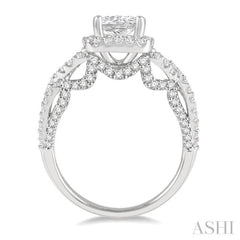 Cushion Shape Semi-Mount Halo Diamond Engagement Ring