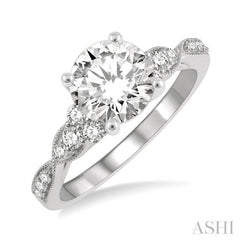 Round Shape Semi-Mount Diamond Engagement Ring